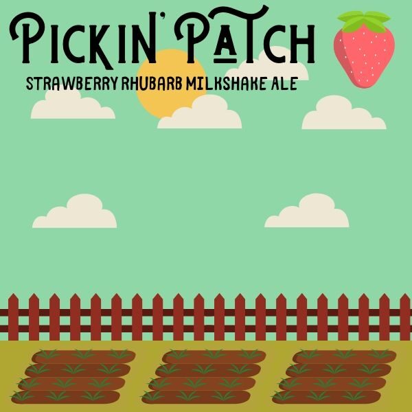 pickin patch strawberry rhubarb milkshake ale logo